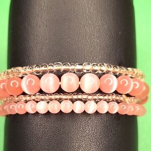 Pink Beaded Bracelet Set